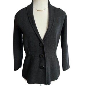 Alfani Gray 3-Button Peplum Blazer 3/4 Sleeve Work Casual Dressy V-Neck-Med